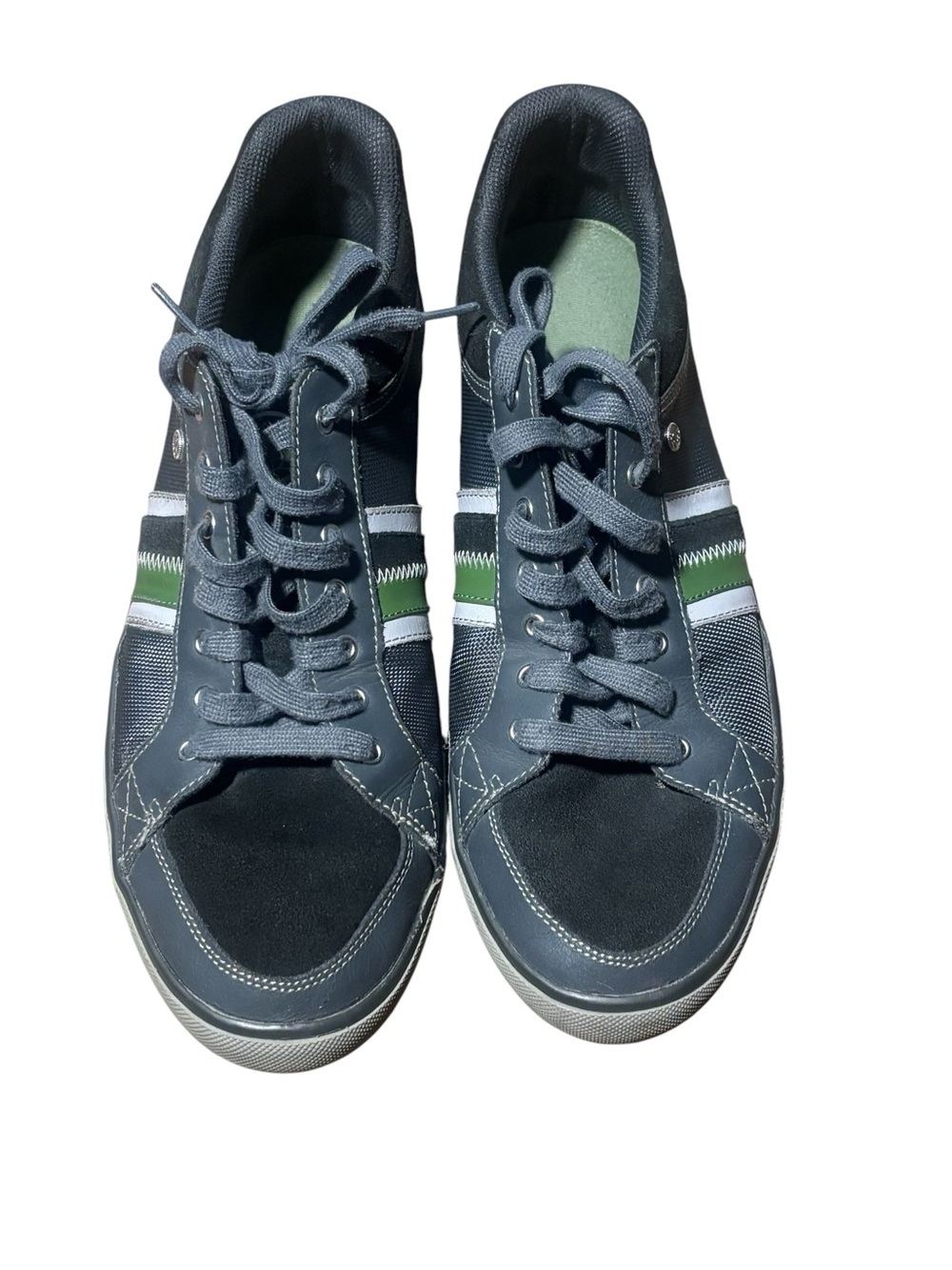 Original Penguin Men's Navy Sneakers with Green and White Stripes